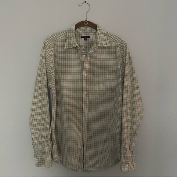 Men’s GAP Plaid Button Down Shirt Grey & Green Size Small - Picture 2 of 6